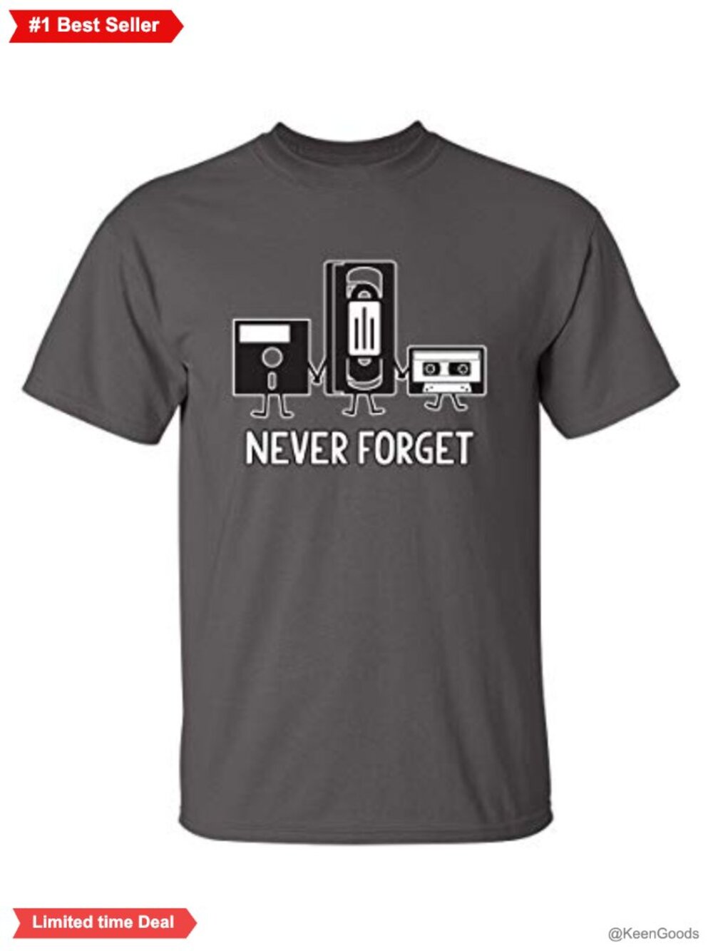 Retro Tech Graphic T-Shirt Floppy Disk VHS Cassette Tee